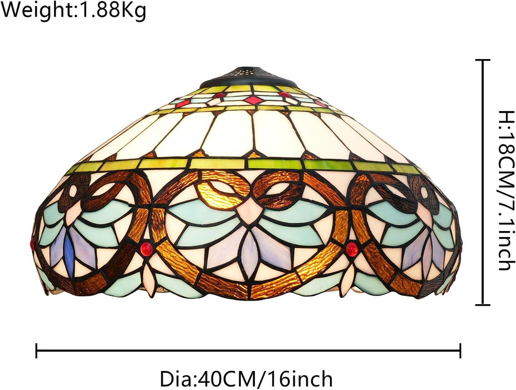 Lamp Shade Replacement 16 Inch Blue Heart Stained Glass Ceiling Light Large Vintage Art Deco For Table Lamps Floor Pendant