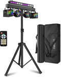DJ Lights with Stand for Party | All-in-One LED Stage Lighting System for Weddings Club Gig Bar Band Disco Booth Live Show Events | Sound Activated & DMX512 | Portable 7FT Tripod