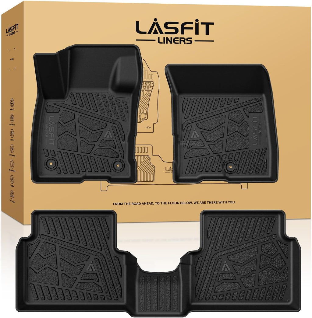LASFIT Floor Mats for Ford Maverick 2022-2025 2026 (for EcoBoost Gasoline Models Only) All Weather Car Floor Pretoctor TPE Truck Liners for Ford Maverick Gas, 1st & 2nd Row Black
