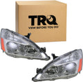 TRQ 2 Piece Headlight Assembly Set Driver & Passenger Side Compatible with Honda Accord 2003-2007 HO2502120 HO2503120 33101SDAA01 33151SDAA01