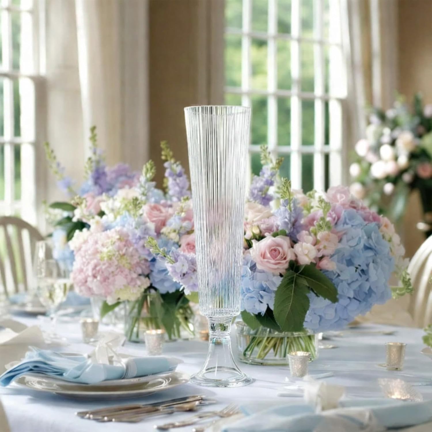 Efavormart 4-Pack Glass Design 20' Clear - Heavy Duty Floral Wedding Centerpieces