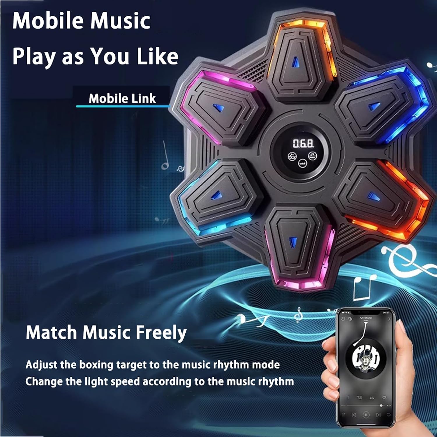Boxing Target Machine,Wall Mounted Boxing Target,Music Boxing Machine,for Boxing Training, LED Display Connect to Mobile Phone PU Material.Home Boxing Training Equipment for Boxing Enthusiasts
