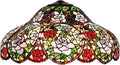 Tiffany Style Traditional Handmade 22 Inch Wide Rose Flower Design Stained Glass Lampshade Replacement Only Retro Red Blue Pink Floral Light Cover Accessories for Table Lamp Pendant Light