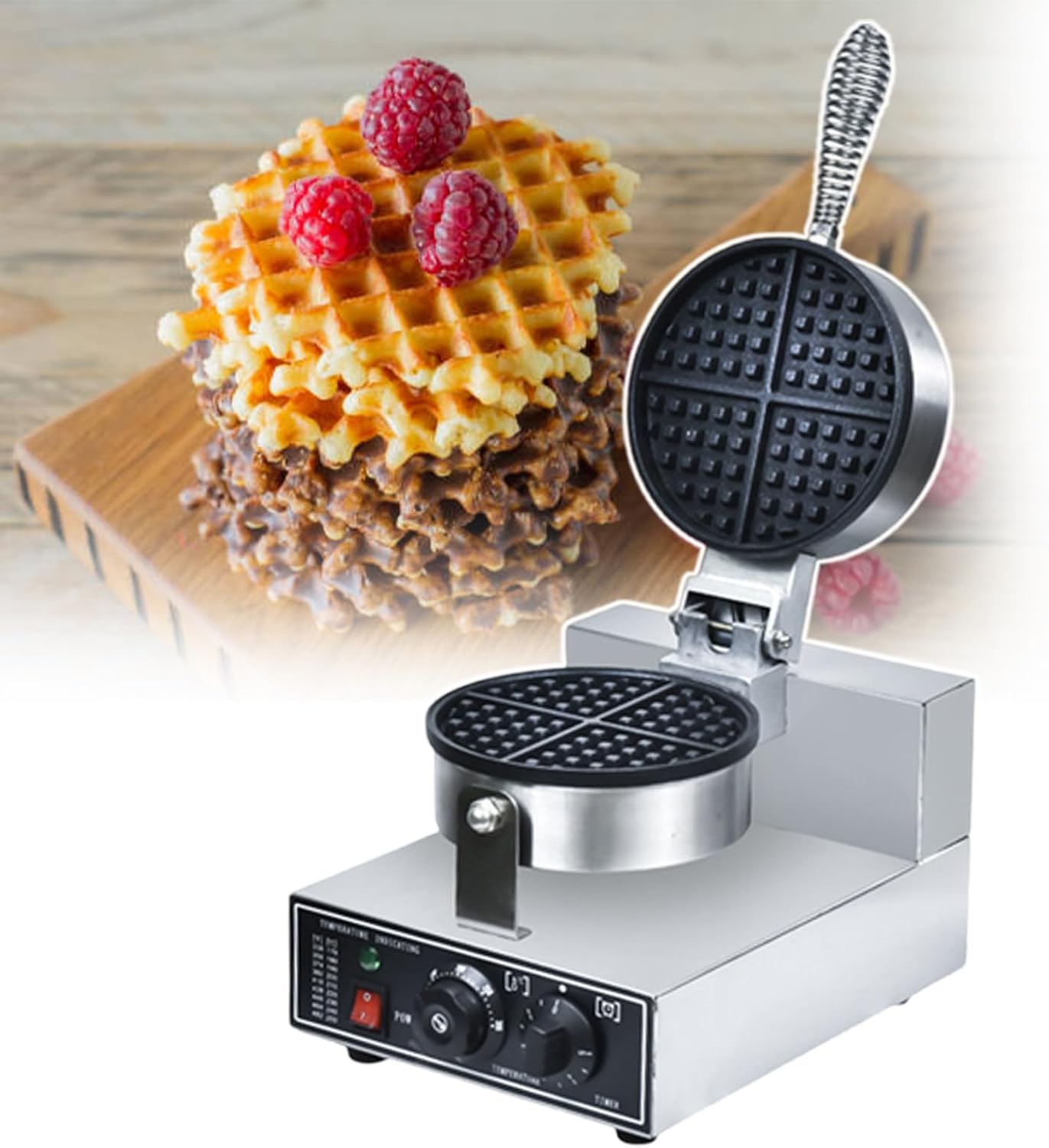 Electric Waffles Maker Machine | Nonstick Waffle Making Machine | Home Appliance Breakfast Dessert Frying Pan | Small Fried Eggs Waffle Maker | for Snack Bar/Cafe,SingleHead