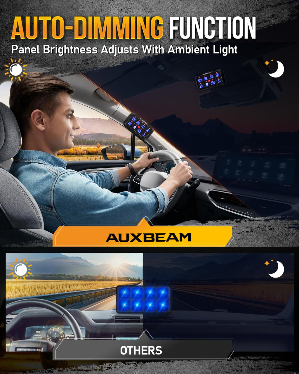 Auxbeam 8 Gang Switch Panel BB80 Universal Circuit Control Relay System Automatic Dimmable LED Switch Control Panel Switch Pod Touch Switch Box for Car Truck Offroad ATV SUV - Blue, 3 Years Warranty