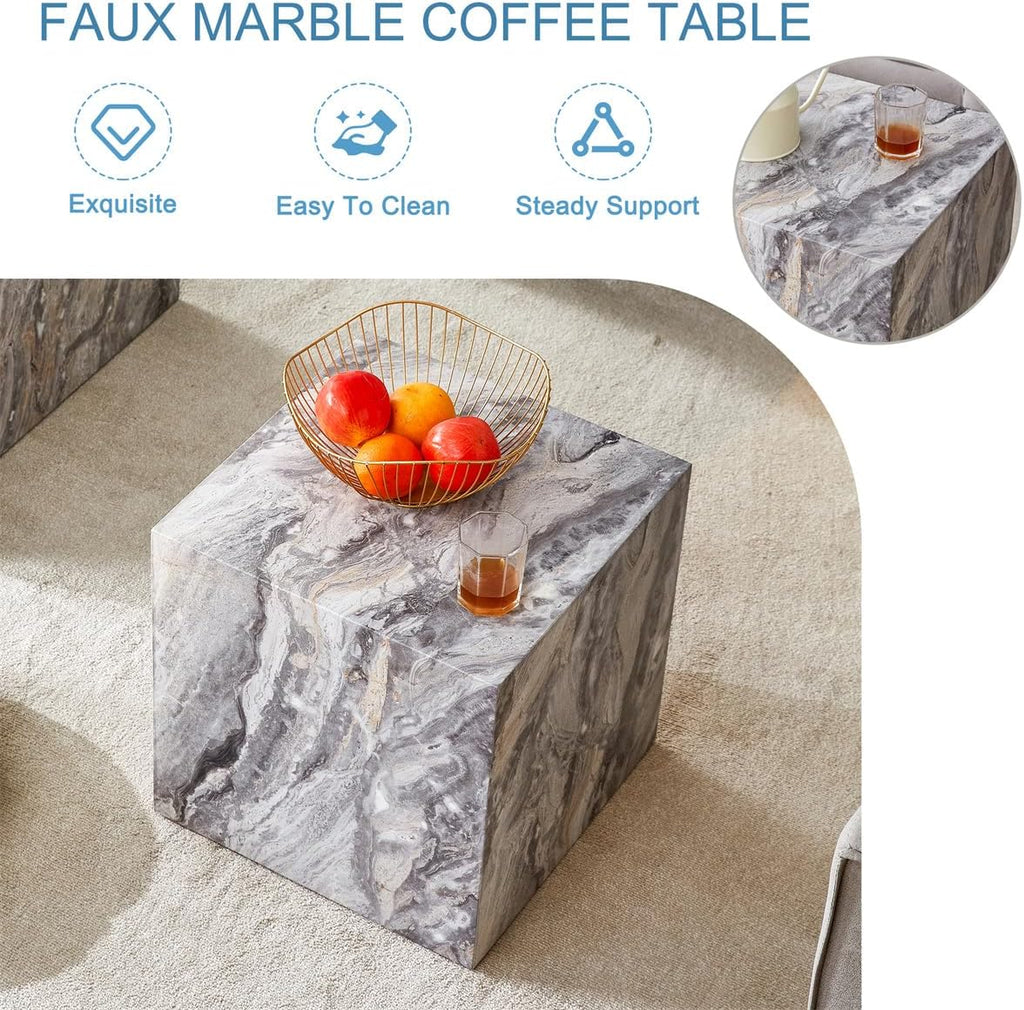 Side Table, End Table Living Room Table, Modern Sofa Couch Table, Faux Marble End Table, Bedside Table Nightstand for Small Spaces, Bedroom
