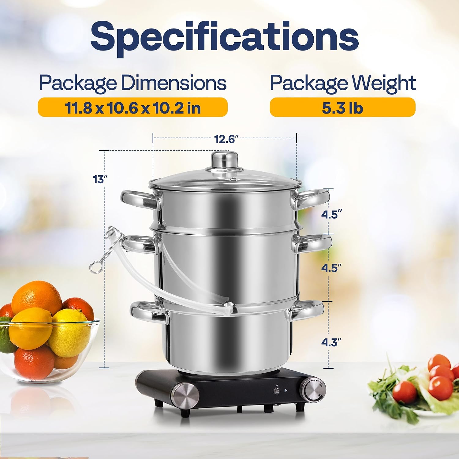 VIVOHOME Stainless Steel Juice Steamer Extractor Fruit Vegetables Juicer Steamer Pot 5 Qt & 8.5 Qt