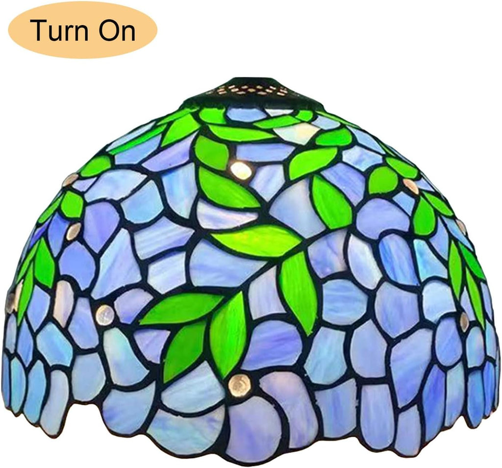 12-Inch Wisteria Lamp Shade Replacement, Tiffany Style Stained Glass Lampshades, Retro Blue Green Leaf Light Cover Accessories Only for Table lamp Pendant Lights Ceiling Light,Blue