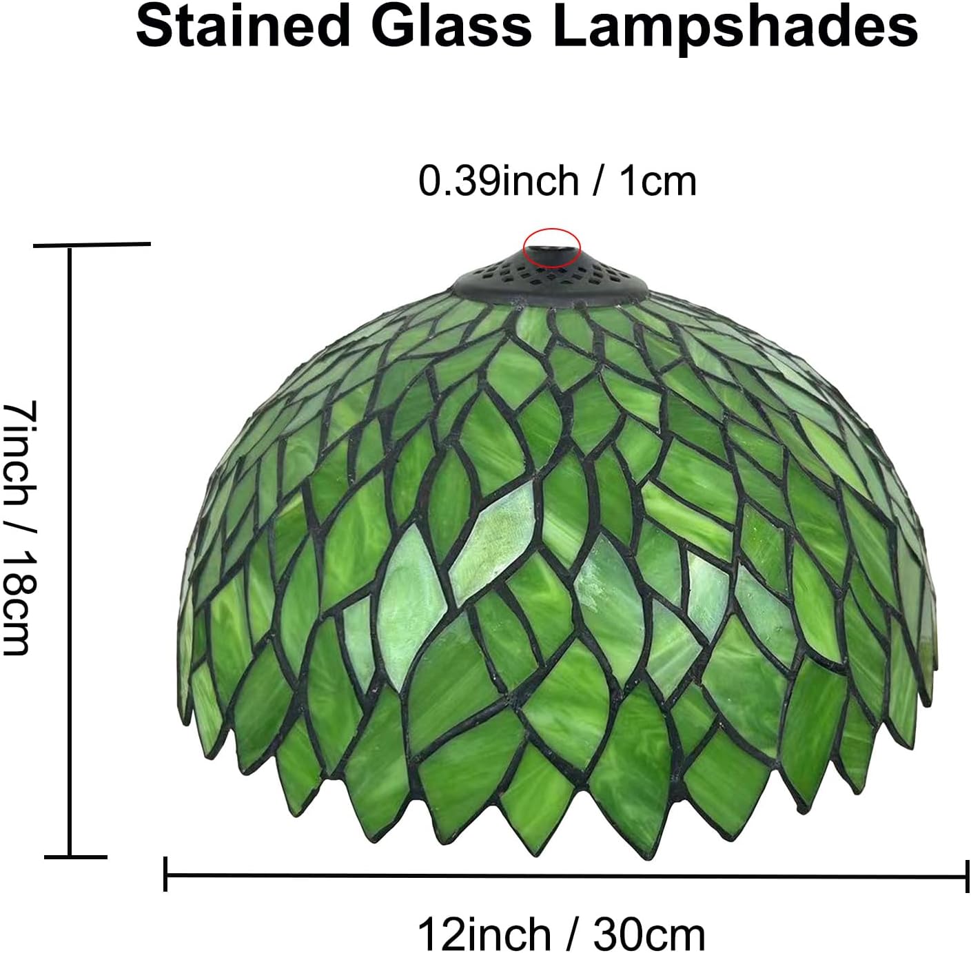 12-Inch Wisteria Lamp Shade Replacement, Tiffany Style Stained Glass Lampshades, Retro Blue Green Leaf Light Cover Accessories Only for Table lamp Pendant Lights Ceiling Light,Green