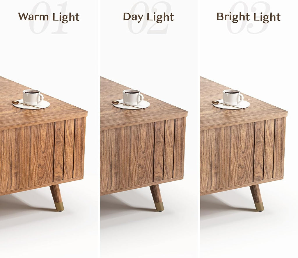 Square Coffee Table with Lift-Top & Flip-Top Storage, 36' Functional Modern Accent Center Table with Solid Wood Legs, Rustic Walnut Coffee Tables for Living Room Small Space or Office