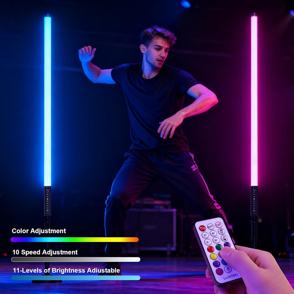 6Pack 4ft RGB Tube Light Portable 5000mAh Battery Powered with Stand Handheld Color Neon Light Bar LED Video Light with Bag for Photography DJ Dance Party Stage Painting Photo Booth Lighting