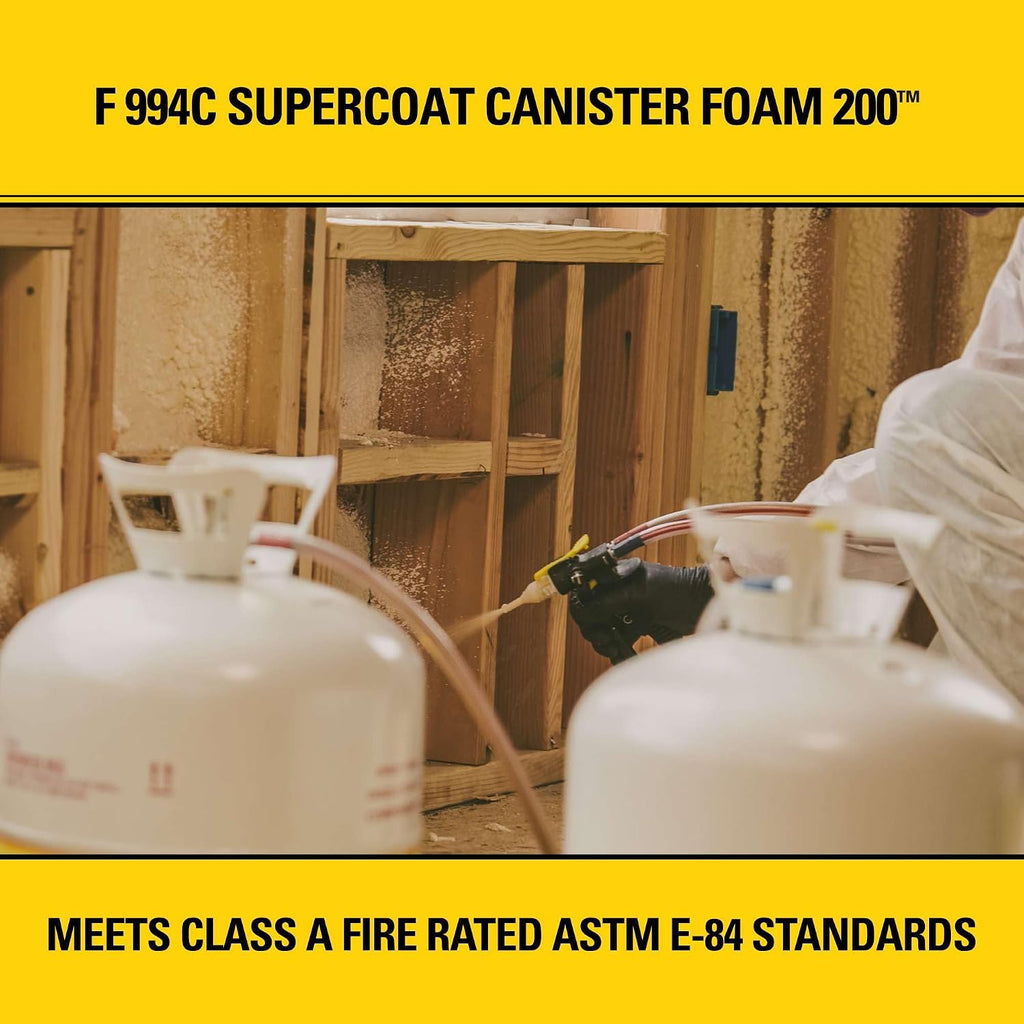 STANLEY F 994C Supercoat Canister Spray Foam Insulation Kit (200 Board Feet) - Class A Fire Rated Closed Cell Two Component Foam Sealant for Wall, Attic, Garage & Crawl Space | Includes Gun & Hose