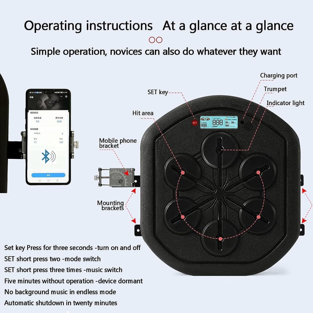 Music Boxing Machine, Smart Music Boxinghine, Wall Mounted Equipment Boxinghine for Home Exercise Boxing Training Stress Release