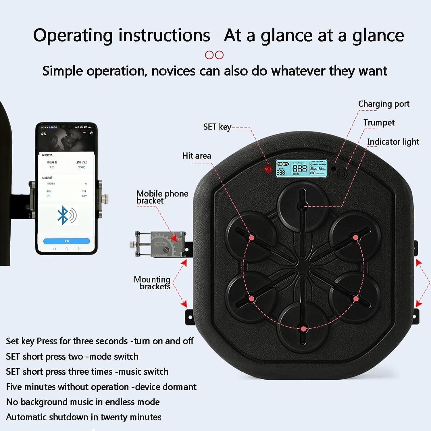 Music Boxing Machine, Smart Music Boxinghine, Wall Mounted Equipment Boxinghine for Home Exercise Boxing Training Stress Release