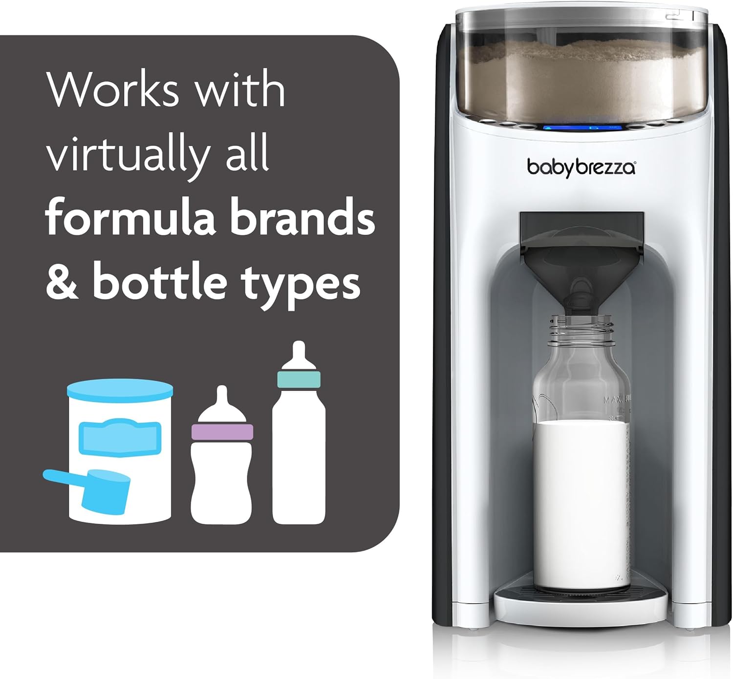 Baby Brezza New and Improved Formula Pro Advanced Formula Dispenser Machine - Automatically Mix a Warm Formula Bottle Instantly - Easily Make Bottle with Automatic Powder Blending, White