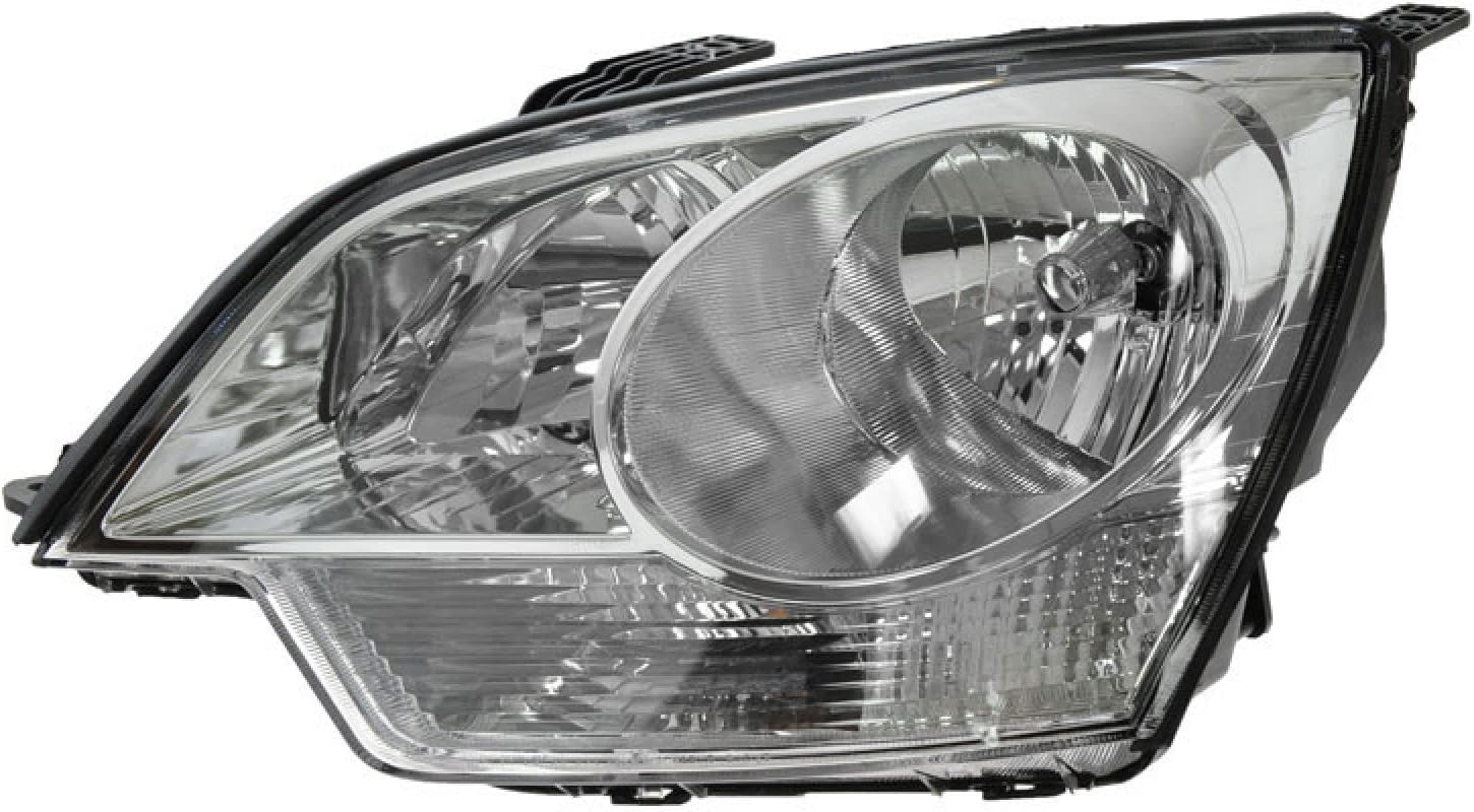 TRQ 2 Piece Headlight Assembly Set Chrome Bezel Driver & Passenger Side Compatible with Chevrolet Captiva Sport 2012-2014 Saturn Vue 2008-2010 GM2502306 GM2503306 22886833 22886834 96830927 96830928
