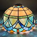 Tiffany Lampshade 12 inch Stained Glass Replacement Lamp Shade Only | Victorian Style Light Blue Shade For Medium Table Lamp Desk Light W12' x H6.3'