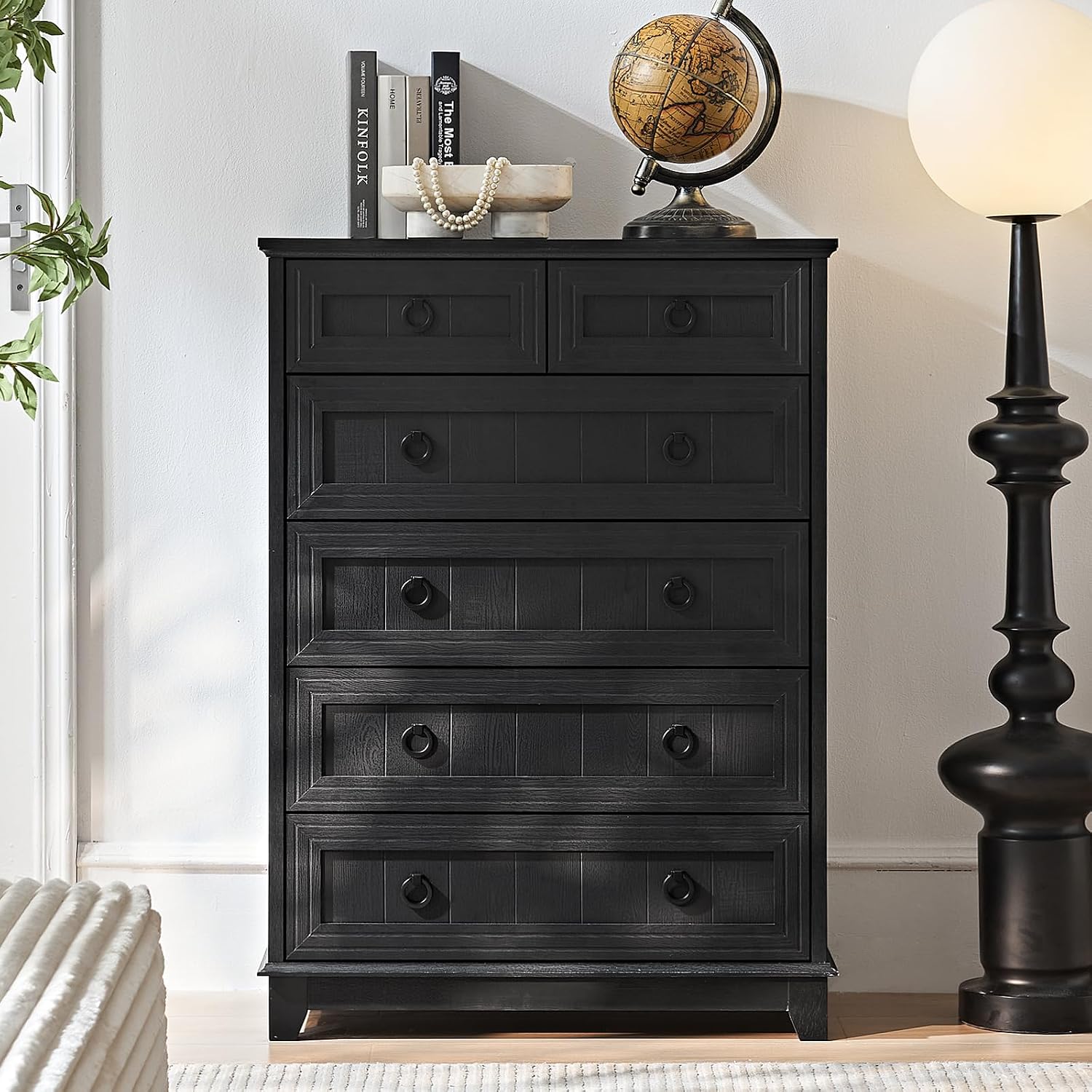 Joaxswe Farmhouse 6 Drawer Dresser for Bedroom, 41' Tall Small Dressers & Chest of Drawers, Rustic Wood Dresser with Metal Handle, Storage Organizer Closet for Living Room, Hallway, Entryway