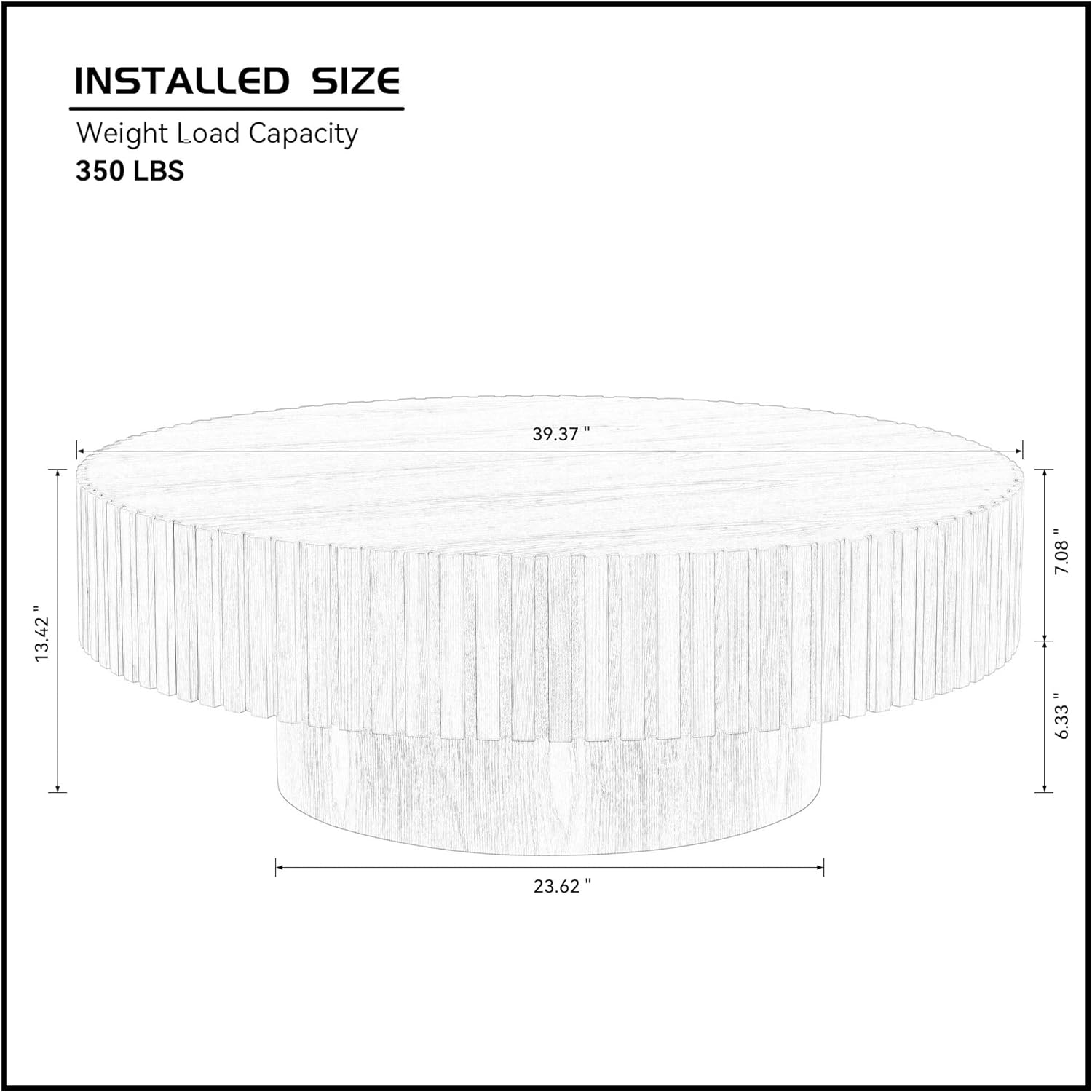 ø39.37'' Black Round Coffee Table for Living Room Wood Coffee Table Contemporary Circle Coffee Table with Pedestal Centry Table, Easy Assembly