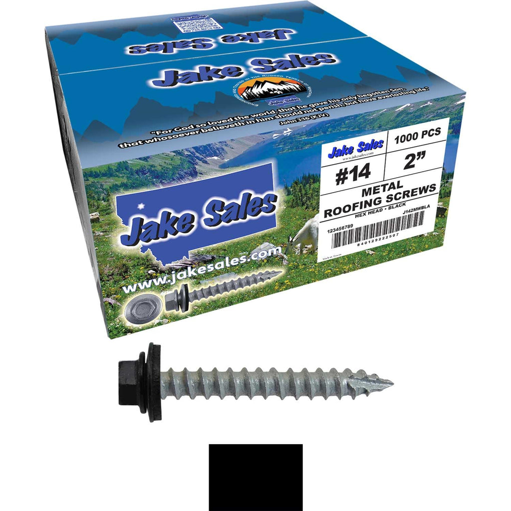 14x2 Metal Roofing Screws (Black) 1,000 (14X2 MRS CASE)