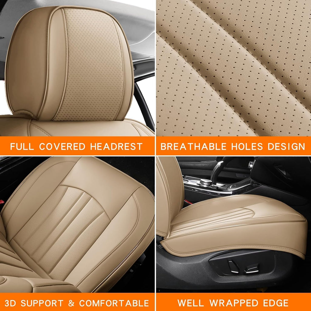 MINGBRON Car Seat Covers,Car Seat Protector Waterproof,Seat Covers Full Set, Car Seat Protectors,Automotive Seat Covers Fit for Most Cars Beige
