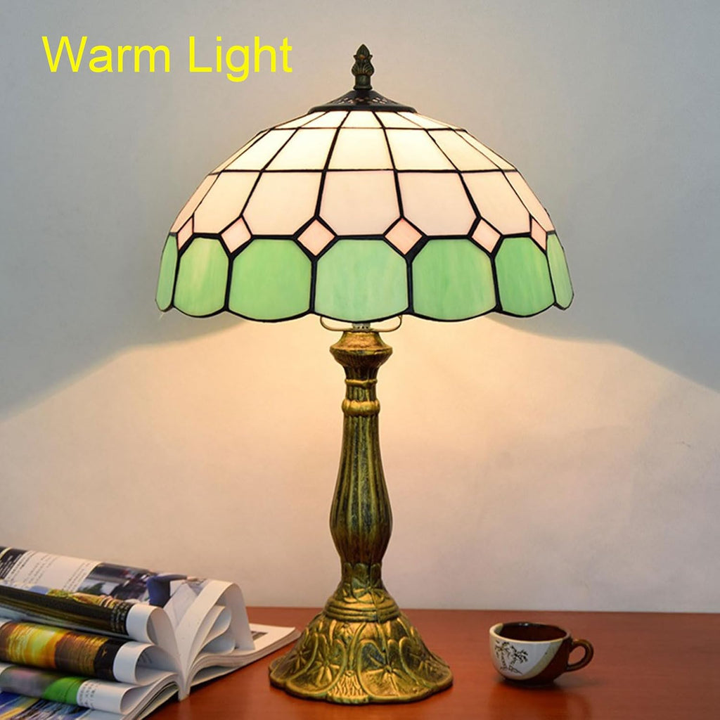 Tiffany Lamp Shade 12 Inch Wide Accessories Replacement Only Blue Green Yellow Stained Glass Lampshades Minimalistic Mediterranean Light Cover for Table Lamp Pendant Light Ceiling Fixture,Green