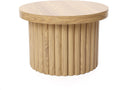 LuxenHome 23.5' Small Round Coffee Table, Wooden Fluted Oak Accent Table, Modern Side Tables for Living Room