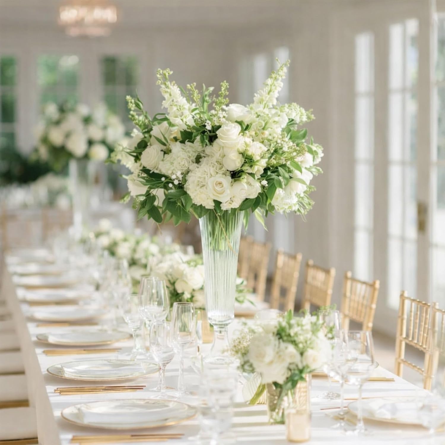 Efavormart 4-Pack Glass Design 20' Clear - Heavy Duty Floral Wedding Centerpieces