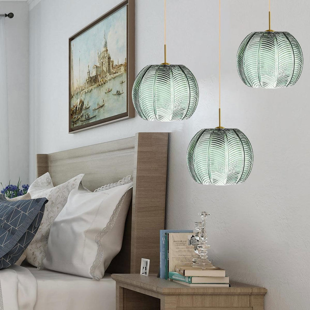 Cluster Chandelier Lights,Gold Green Chandeliers Glass Globe Hanging Pendant Light Fixture Classic Green Shade Adjustable Height Mid Century Modern Sputnik Chandelier Dining Room