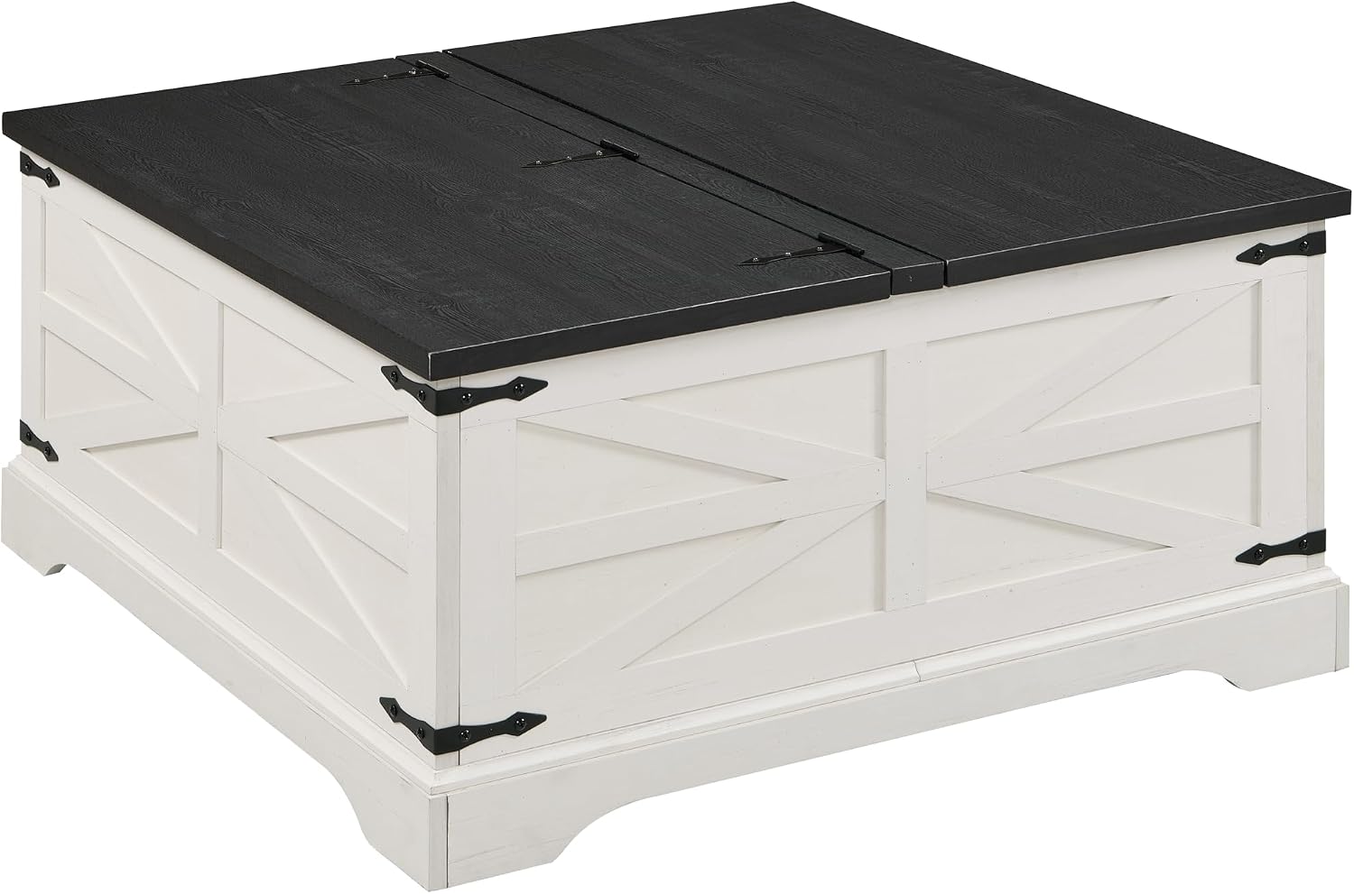 JXQTLINGMU 36' Lift Top Coffee Table with Storage, Farmhouse Square Center Table with Large Hidden Compartment, Wood Lift Tabletop Dining Table for Home Living Room, White