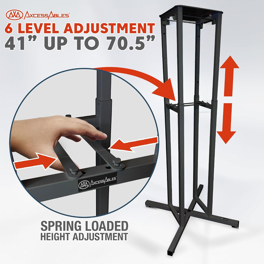 AxcessAble Two (2) Moving Head Light Black Stands with White/Black Scrims, Portable DJ Lighting Stands with Carrying Bag and EVA Pads – Adjustable Height Up to 70.5' (2-Stand Pack)