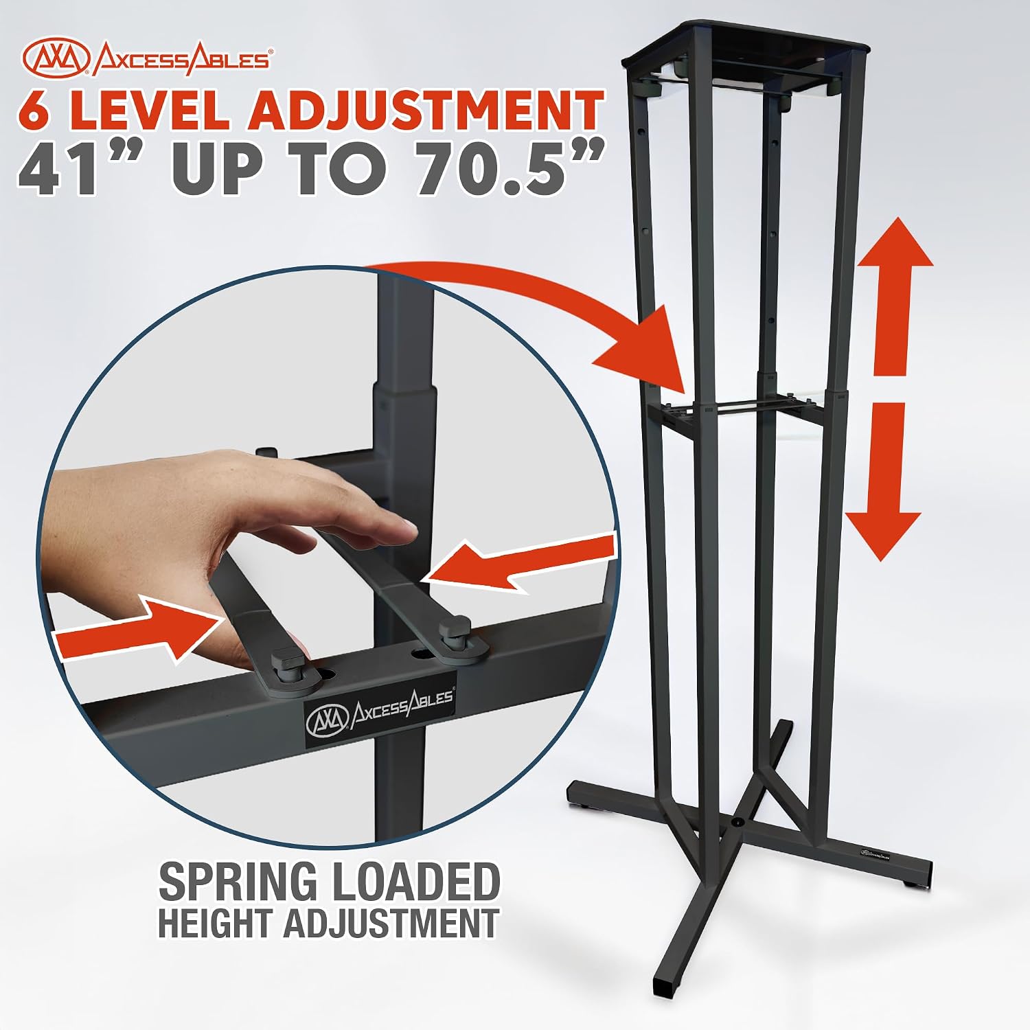 AxcessAble Two (2) Moving Head Light Black Stands with White/Black Scrims, Portable DJ Lighting Stands with Carrying Bag and EVA Pads – Adjustable Height Up to 70.5' (2-Stand Pack)