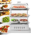 Electric Food Steamer, 3-Layer Cookware, 40L Capacity, Foldable Hot Food Heater, Automatic Steamer with 12 Hours Heat Preservation, Ideal for Cooking and Food Preparation