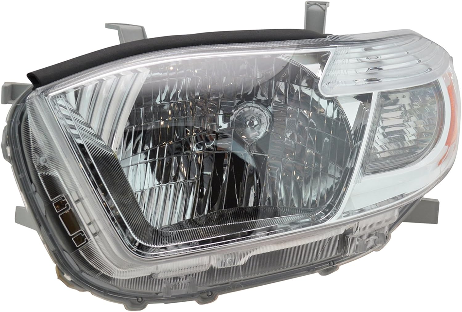 TRQ 2 Piece Headlight Assembly Set Chrome Bezel Driver & Passenger Side Compatible with Toyota Highlander 2008-2010 TO2502176 TO2503176 8113048460 8113048470 8117048460
