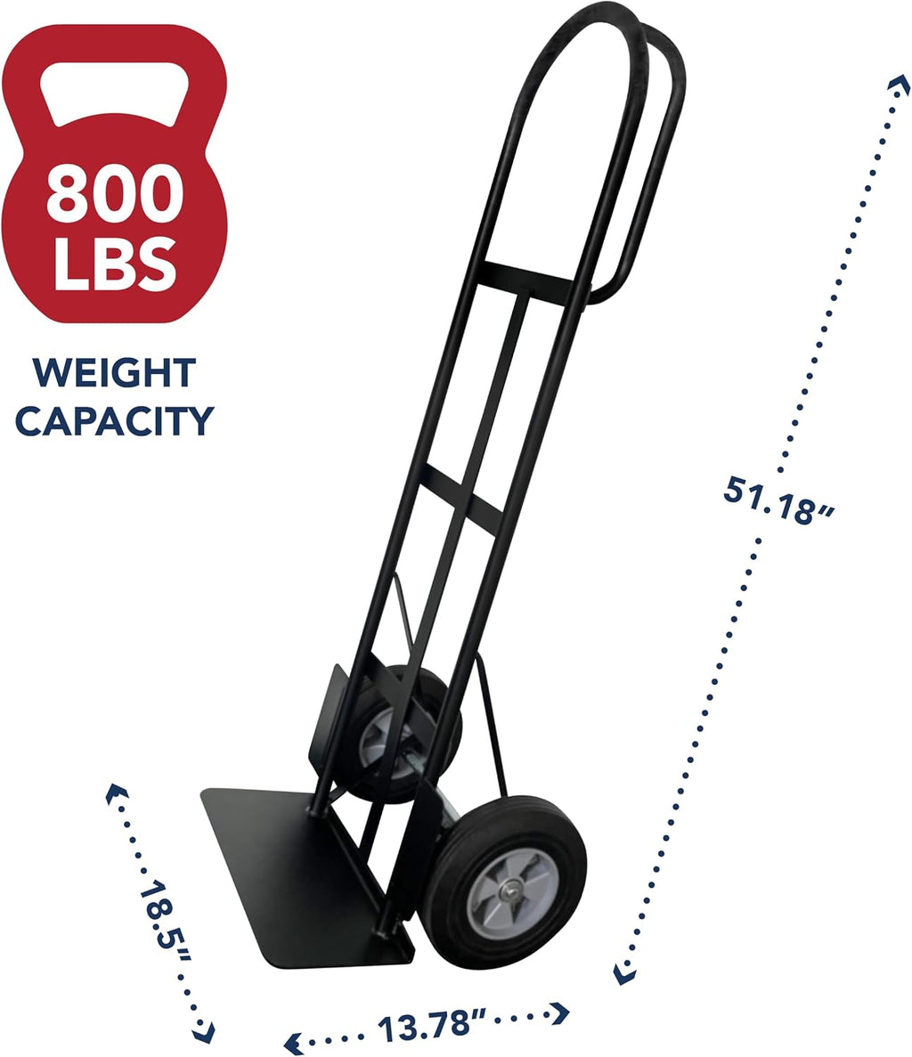 Olympia Tools 800 Lb Steel Hand Truck with D Handle and 10' Pneumatic Wheels for Home and Office Use