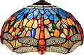 W16H9 Inch Tiffany Lamp Shade Replacement, Stained glass Dragonfly style Lampshades, Only Handmade Retro lampshade Replacement for Table Lamp Pendant Light Floor Lamp Ceiling Fixture,Blue