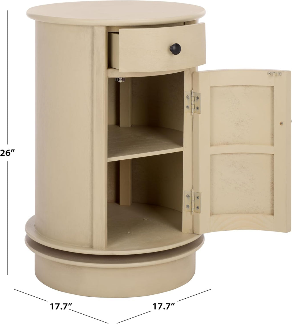 SAFAVIEH Furniture - Tabitha 1-Drawer Accent Table - Sand - Solid Wood - Farmhouse Storage Design - Ideal for Living Room, Entryway, Home Office, 17.7'W x 17.7'D x 26'H - Fully Assembled (AMH5712G)