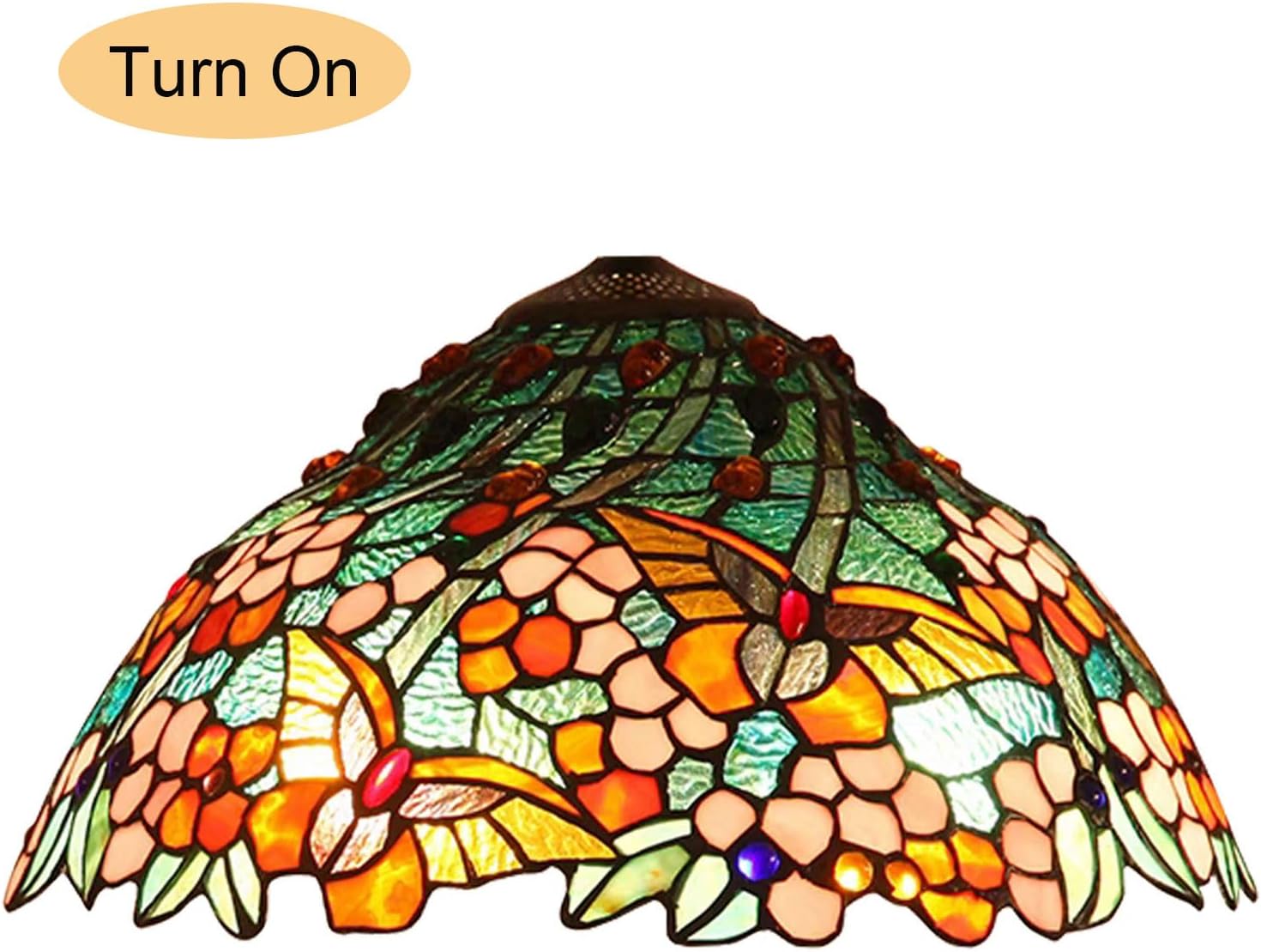 Tiffany Lamp Shade Replacement, 16 Inch Stained Glass Lampshades Antique Butterfly Cherry Blossom Crystal Beads Design Light Cover Only for Table Lamp Floor Lamp Pendant lamp Ceiling Light