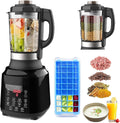Food Processor Blender Combo, 60oz 1200W All-in-One Kitchen Machine | 9 Programs, 12H Preset, Self-Cleaning, Grinding, Chopping, Mixing, Shakes, Hot Soups