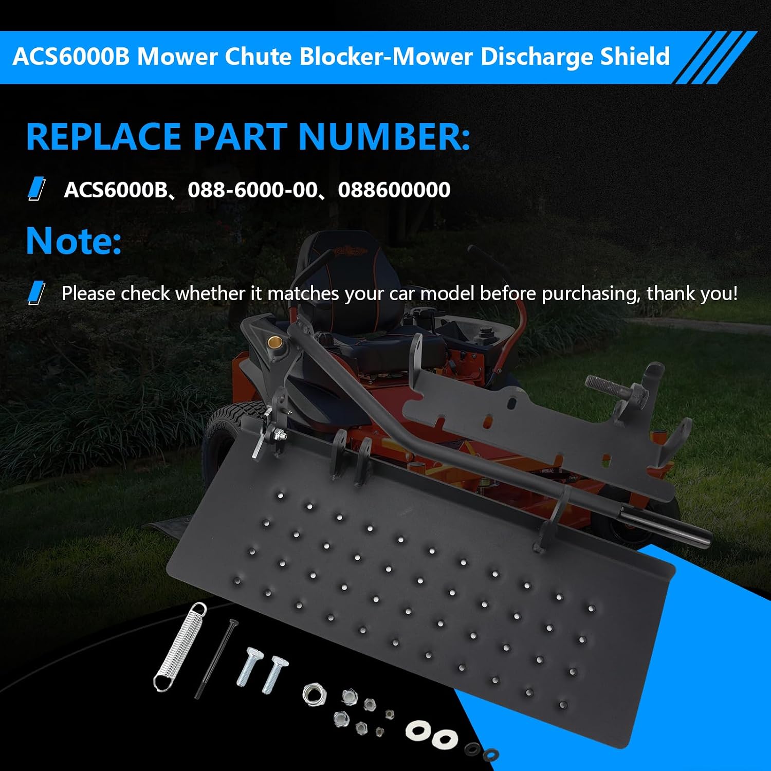 ACS6000B Mower Chute Blocker-Mower Discharge Shield Compatible with Bad Boy Mowers,54' / 60' / 61' / 72', Chute Blocker Replace Part Number 088-6000-00, 088600000