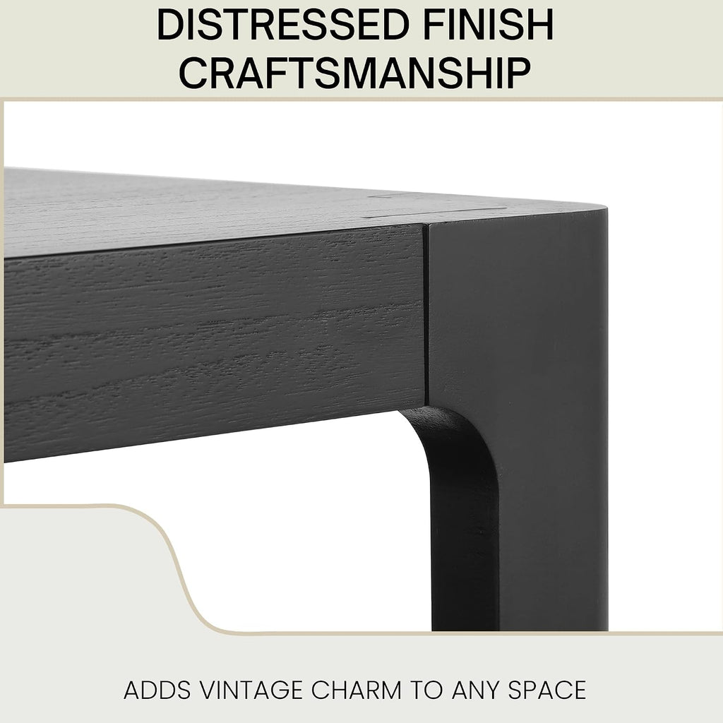Christopher Knight Home Fenden Modern Farmhouse Coffee Table, 34.65' Square Wood Side Table with Soft Rounded Profile, 2-Tier Storage Design, Minimalist Table, Space Saving for Living Room, Black