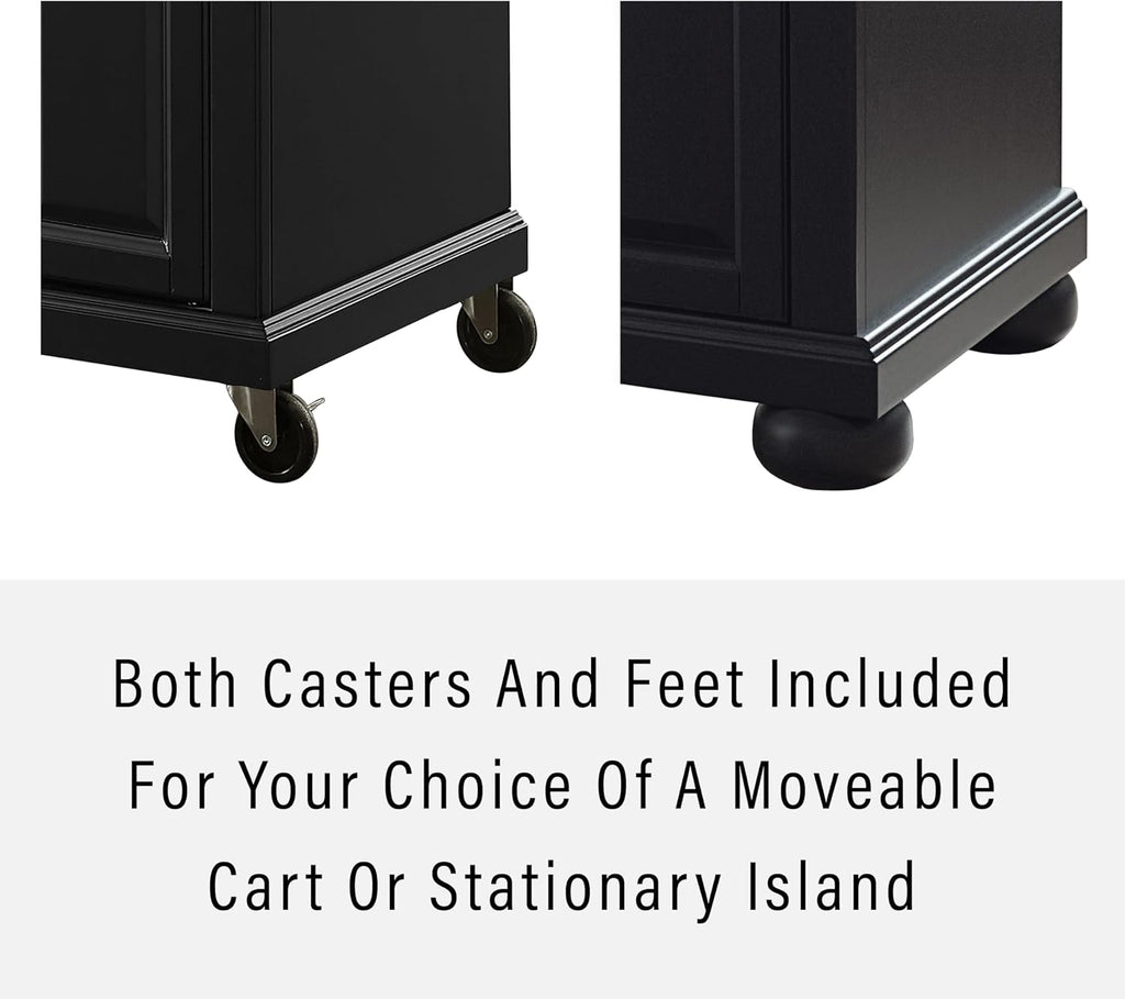 Crosley Furniture Alexandria Stainless Steel Top Rolling Kitchen Island Storage Cart, Spice Rack, Black