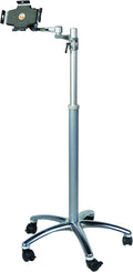 Medmount Mobile Secure Rolling Tablet Floor Stand for iPad Silver