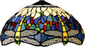 Blue Dragonfly Lamp Shade Replacement Only 16X9 Inch Tiffany Style Stained Glass Lampshades Vintage White Blue Glass Beads Light Cover for Table Lamp Pendant Light Floor Lamp Ceiling Lamp