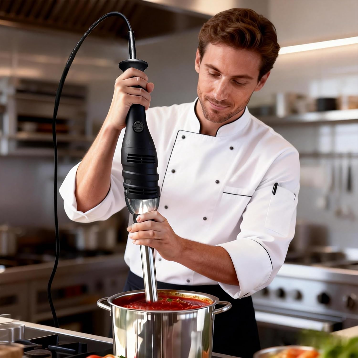 VONCI 280W Commercial Immersion Blender, Light Duty Hand Blender with Variable Speed 6000-20000RPM, Handheld Stick Mixer with 9.5' Detachable Shaft, Professional Blender for Restaurant Kitchen.