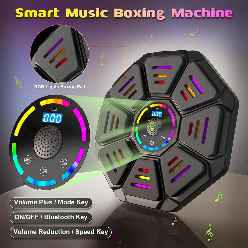 Music Boxing Machine, Smart Music Punching Machine for Adults Kids, Bluetooth Music Sync, Wall-Mounted Workout/Training Equipment with Boxing Gloves, Suitable for Home Gym Office Indoor Exercise