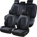 Coverado Car Seat Covers Full Set, Leather Seat Covers for Cars, Waterproof Front and Rear Automotive Seat Cover Car Accessories Universal Fit for Most Cars SUV Trucks(Black)