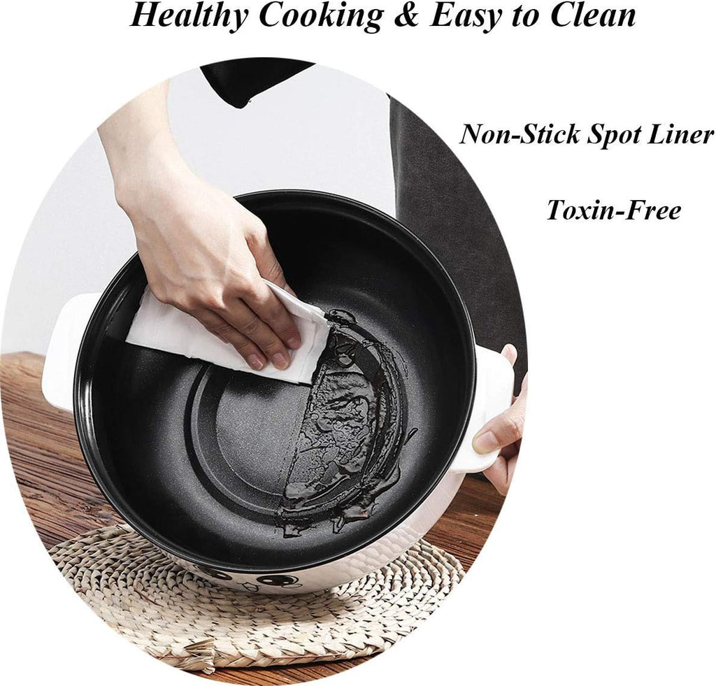 110V Multifunction Electric Skillet With lid,Non-Stick Mini Grill Pot & Wok & Stockpot,Suitable for Cook Rice Stew Soup Steamed Fish Boiled Egg Fried Steak. (3.6 L, with Steamer)