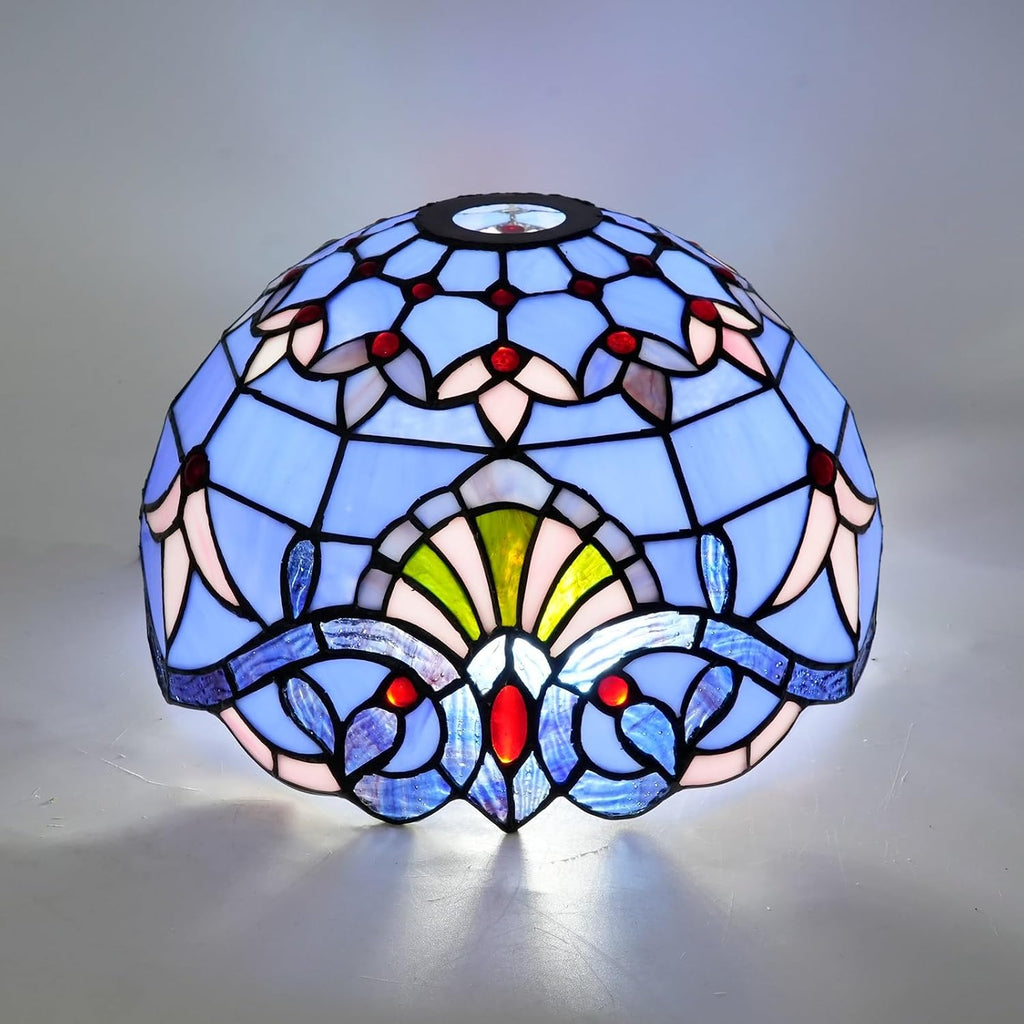 Lamp Shade Replacement Only 12 Inch Small Stained Glass Ceiling Light Blue Baroque Vintage Art Deco For Pendant Wall Floor Lamps