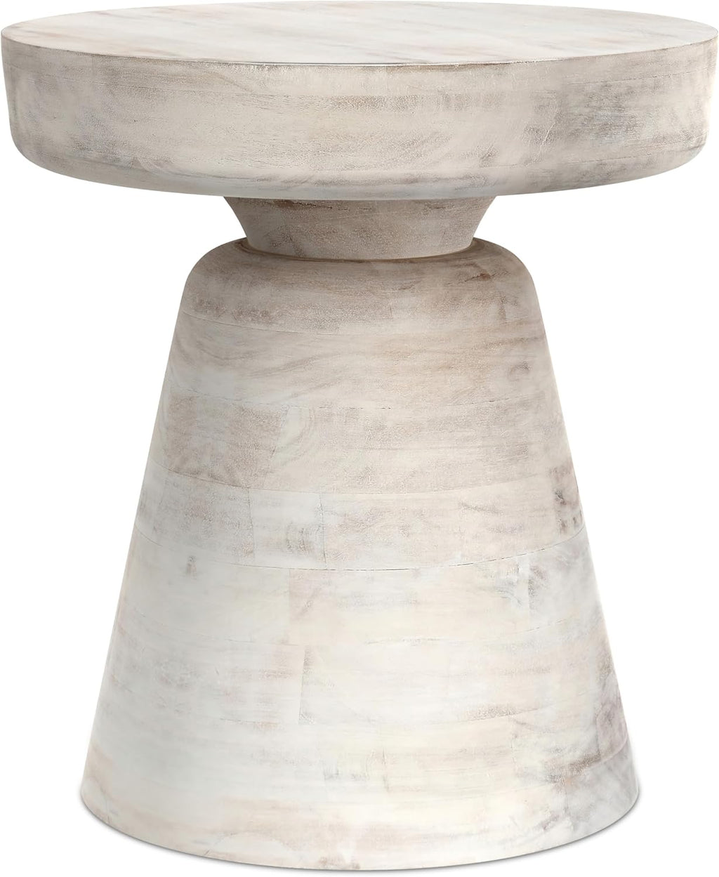 SIMPLIHOME Robbie Accent Table - 16 inch Wide Solid Mango Wood End Table in Distressed White Wash, Boho Contemporary Rustic Side Table for Living Room or Bedroom with Multipurpose Function, Assembled